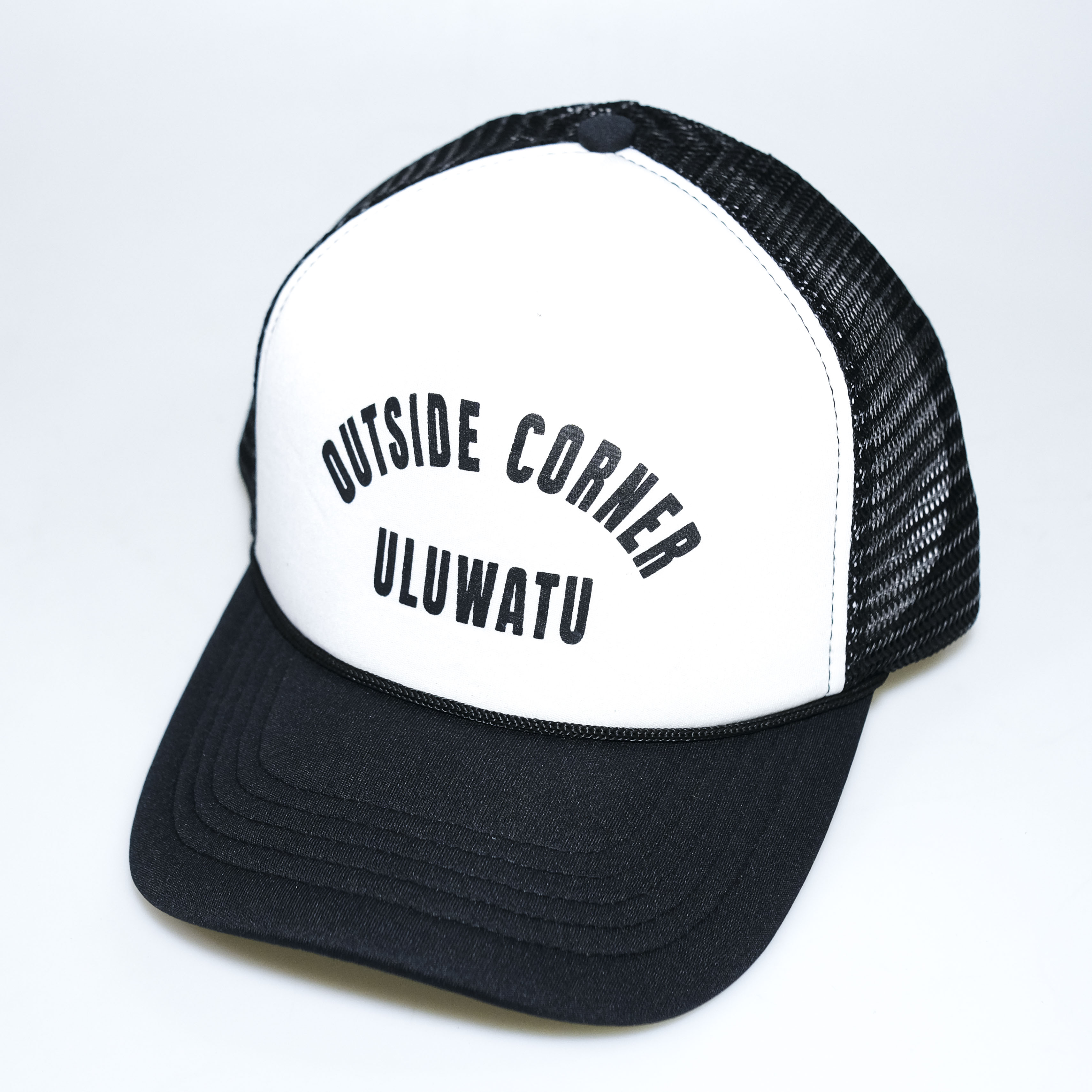 Outside Corner Trucker Cap White – Classic Two-Tone Style
